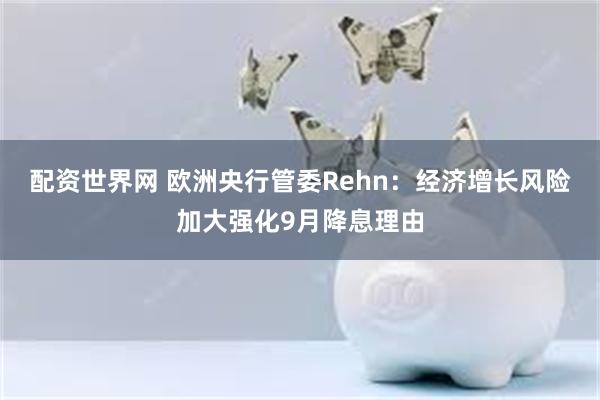 配资世界网 欧洲央行管委Rehn：经济增长风险加大强化9月降息理由