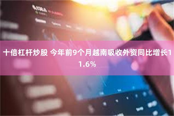 十倍杠杆炒股 今年前9个月越南吸收外资同比增长11.6%